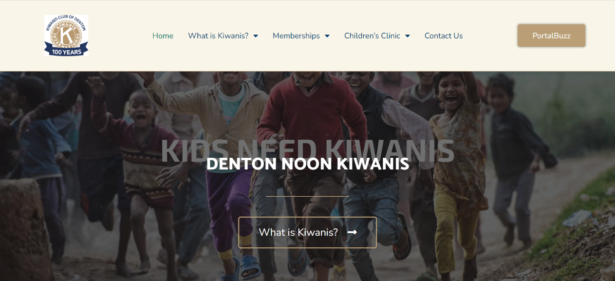 Screenshot of the Denton Noon Kiwanis Club website